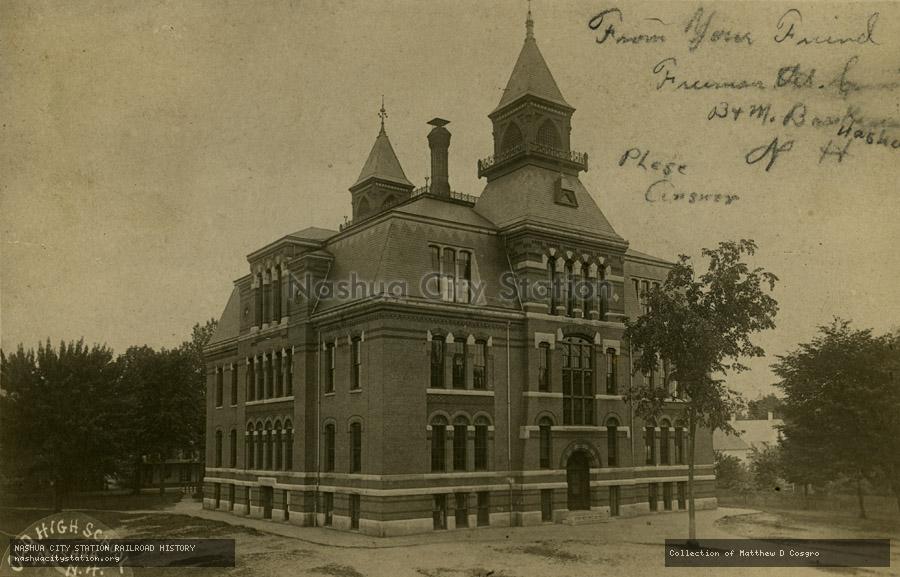 Postcard: Old High School, Nashua, N.H.